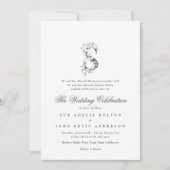 Invitation Magnifique Mariage floral 'S' Monogramme (Devant)