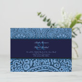 Invitation Magnifique Mariage Mehndi Mandalas (Bleu) (Debout devant)