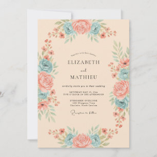 Invitation Magnifique mariage printanier aux pêches