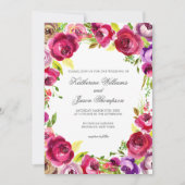 Invitation Magnifique mariage printanier chic aux fleurs rose (Devant)
