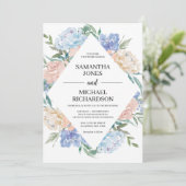 Invitation Magnifique mariage romantique à fleurs rose pâle (Debout devant)