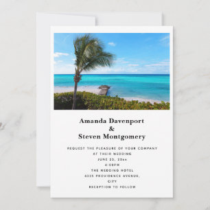 Invitation Magnifique mariage sous les palmiers balayés par l