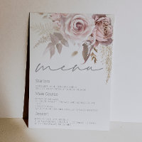 Magnifique Menu de Mariage Floral Rose Digital
