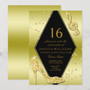 Invitation Magnifique Or Glitzy Sweet 16