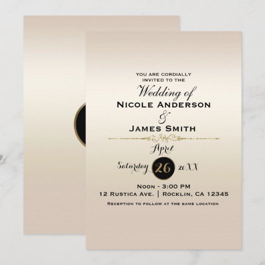 Invitation Magnifique or Pearl Gold Shimmer & Shine Mariage É (Devant / Derrière)