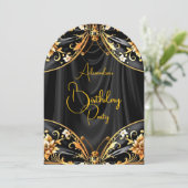 Invitation Magnifique papillon floral d'or noir (Debout devant)