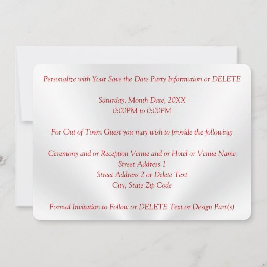 Invitation Magnifique Personnalisée, 40e Enregistrer les cart (Dos)