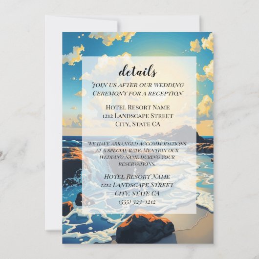 Invitation Magnifique Plage Bleue (Dos)