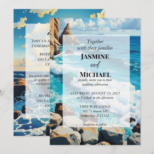 Invitation Magnifique Plage Bleue (Devant / Derrière)