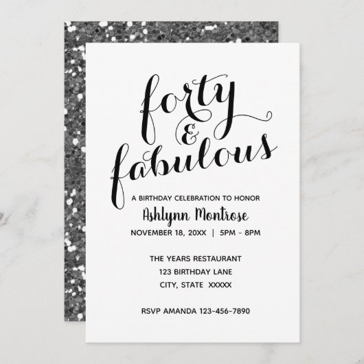 Invitation Magnifique Quarty & Fabuleux Anniversaire (Devant / Derrière)