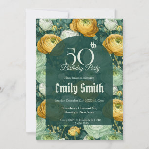 Invitation Magnifique Ranunculus Luxe Fille Anniversaire