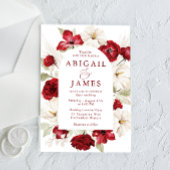Invitation Magnifique Ruby Rouge & Blanc Mariage Floral