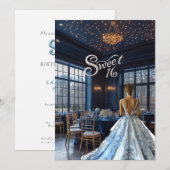 Invitation Magnifique salle de bal bleue  (Devant / Derrière)