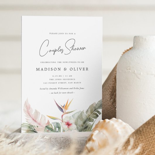 Invitation Magnifique Tropical Botanical Mariage Couples Douc