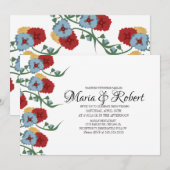 Invitation Magnifique Vin Floral Mariage mexicain vert (Devant / Derrière)