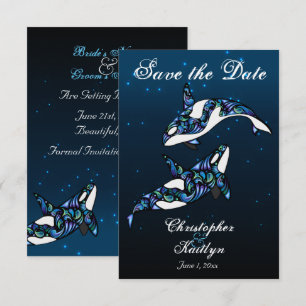 Invitation Magnifiques baleines orques de plage mariage à ret