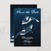 Invitation Magnifiques baleines orques mariage sur la plage S (Devant / Derrière)