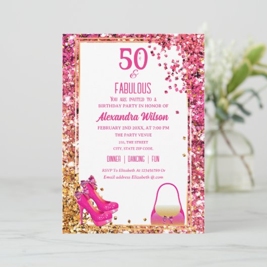 Invitation Magnifiques chaussures à talons hauts pour 50 ans, (Debout devant)