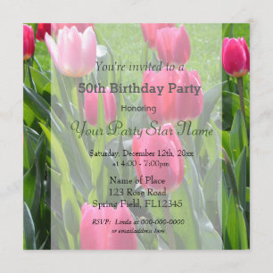 Invitation Magnifiques fleurs de tulipes roses de printemps p