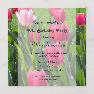 Invitation Magnifiques fleurs de tulipes roses de printemps p