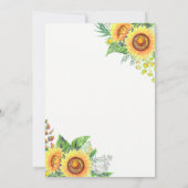 Invitation Magnifiques Tournesols Mariage Champêtre Élégant (Dos)