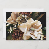 Invitation Magnolia Black Gold Wreath Floral Enregistrer la d (Dos)