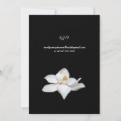 Invitation Magnolia Blanc Elégant Mariage Noir Blanc Floral (Dos)