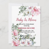 Invitation Magnolia blanc rose bébé en fleur (Devant)