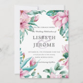Invitation Magnolia Bloom | Mariage botanique floral (Devant)