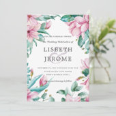 Invitation Magnolia Bloom | Mariage botanique floral (Debout devant)