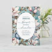 Invitation Magnolia Blush rose Fête des mariées florale (Debout devant)