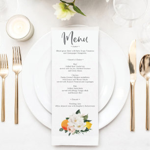 Invitation Magnolia Citrus Mariage menu et Merci
