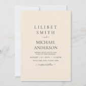 Invitation Magnolia Cream Typographie Mariage moderne (Devant)