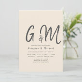 Invitation Magnolia Cream Typographie Mariage moderne (Debout devant)