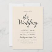 Invitation Magnolia Cream Typographie Mariage moderne (Devant)