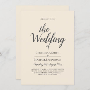 Invitation Magnolia Cream Typographie Mariage moderne