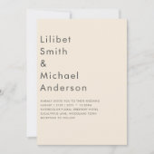 Invitation Magnolia Cream Typographie Mariage moderne (Devant)