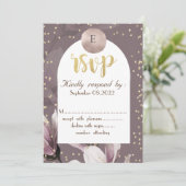 Invitation Magnolia Diamants Monogramme RSVP  (Debout devant)