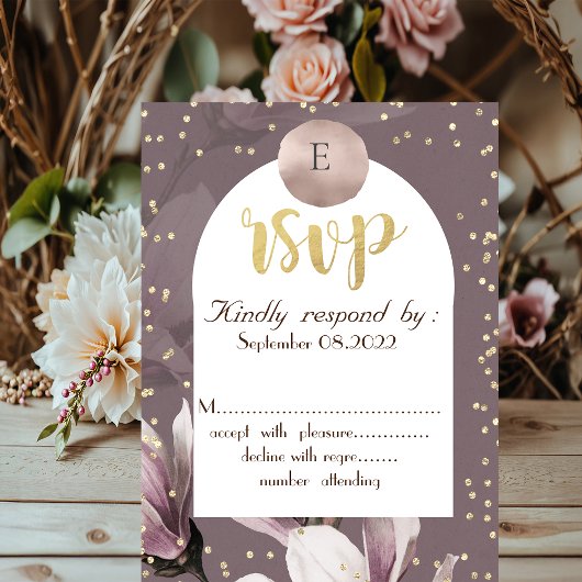 Invitation Magnolia Diamonds Monogram Réponse 
