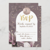 Invitation Magnolia Diamonds Monogramme RSVP (Devant / Derrière)