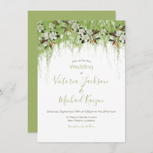 Invitation Magnolia et Moss Vines Mariage du sud (Devant / Derrière)