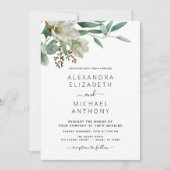 Invitation Magnolia Eucalyptus Aquarelle Mariage élégant (Devant)