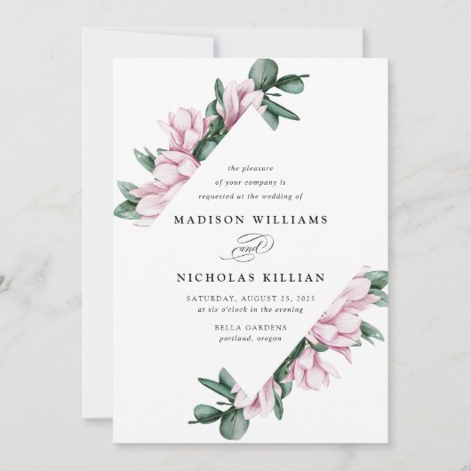 Invitation Magnolia & Eucalyptus | Cadre Floral Mariage (Devant)