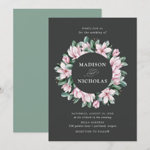 Invitation Magnolia & Eucalyptus Couronne florale de mariag