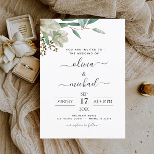 Invitation Magnolia Eucalyptus Mariage de verdure