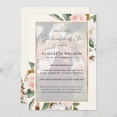 Invitation Magnolia Floral Célébration de la vie Funéraire Ph (Devant / Derrière)