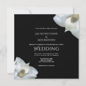 Invitation Magnolia floral noir et blanc (Devant)