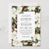 Invitation Magnolia Floral Rustique Élégant Code QR Mariage (Devant)