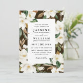 Invitation Magnolia Floral Rustique Élégant Code QR Mariage (Debout devant)