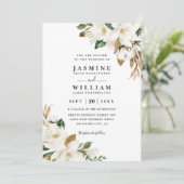 Invitation Magnolia Floral Rustique Simple Mariage Code QR (Debout devant)
